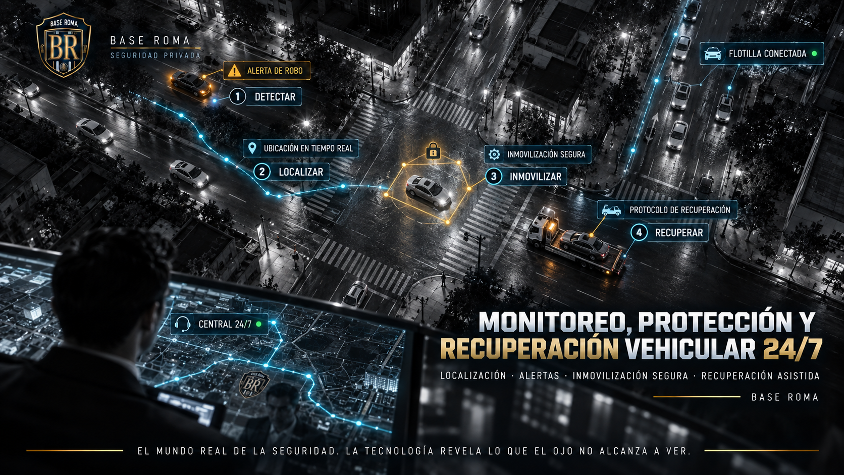 BASE ROMA: Monitoreo, protección y recuperación vehicular 24/7